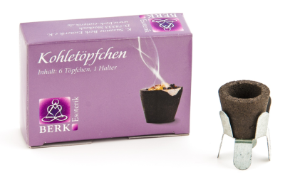 Kohletöpfchen zum Räuchern mit Ständer aus Metall, Packung mit 6 Töpfchen zum Räuchern